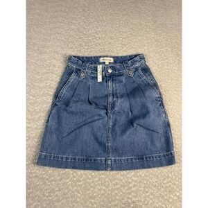 Madewell Skirt Womens 23 Blue Denim A Line High Rise Pleated Short Mini Pockets